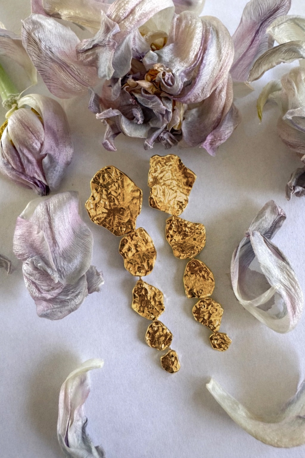 Row earrings - 14 kt gold