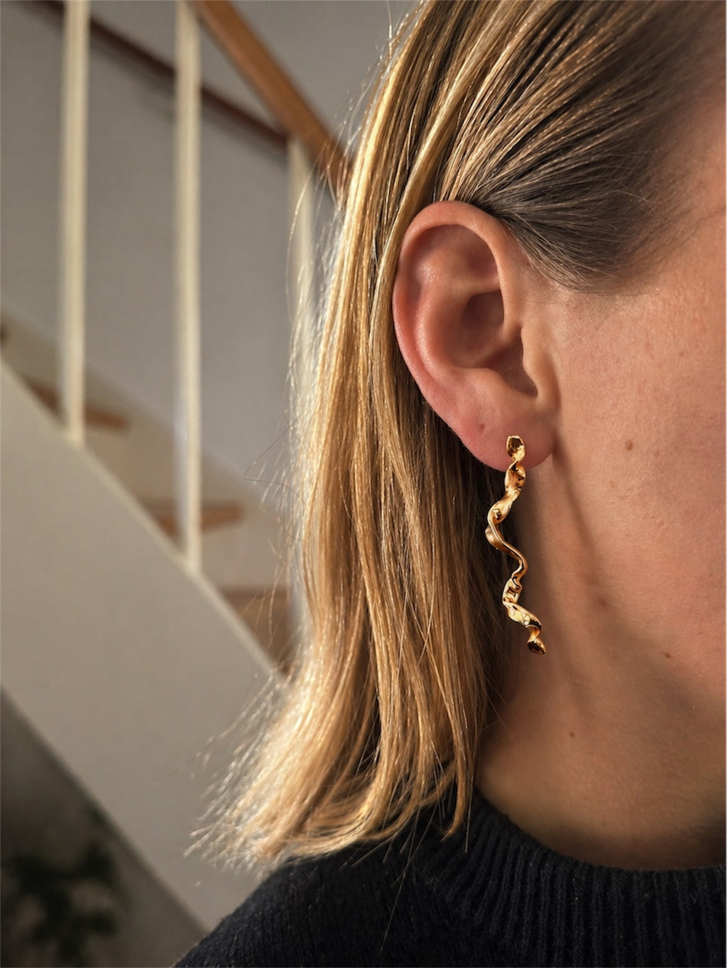 Tangle earrings – 14 kt gold, detail